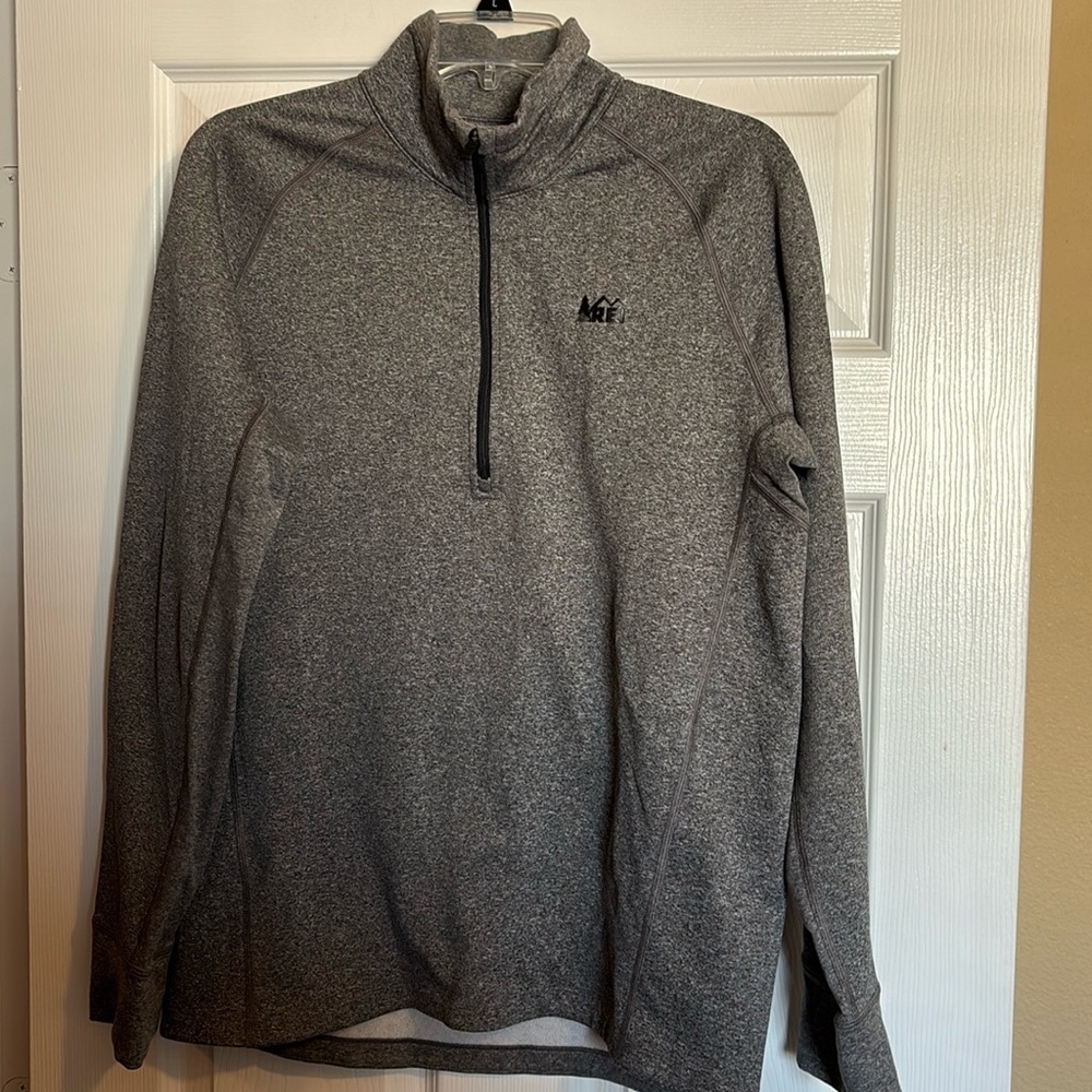 REI men’s gray quarter zip sweater size small